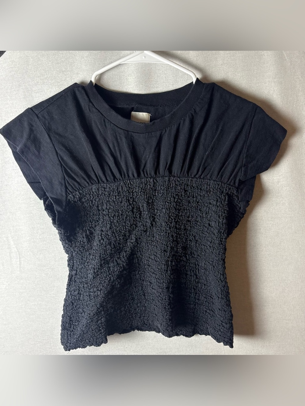 Maeve Cap Sleeve Smocked Top Black Size small